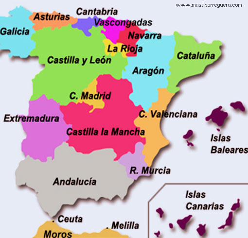 Mapa Autonomias Comunidades España