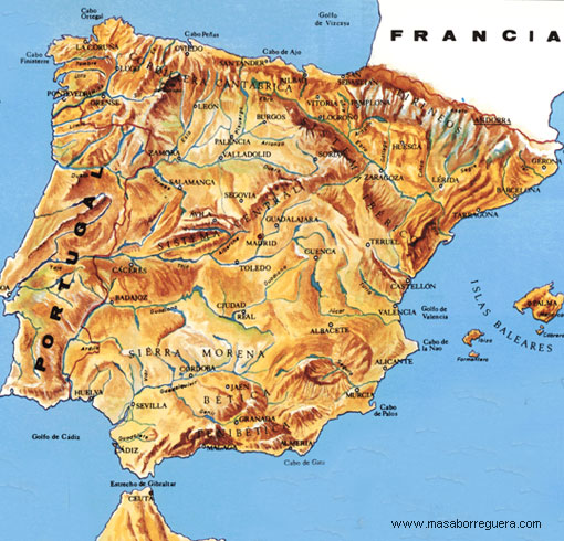 Mapa peninsula iberica España