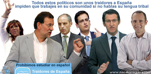 El PP Partido Popular contra el castellano y español traidores